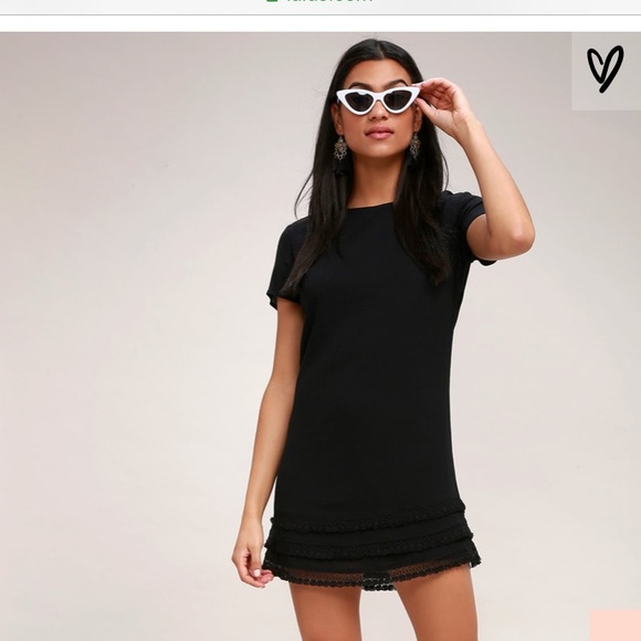 Lulus Dresses & Skirts - Lulu’s Black Shift Dress with Crochet Detail